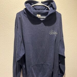 Stussy Vintage Heathered Blue Hoodie Size L EUC